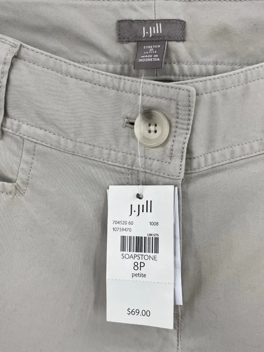 J.JILL Women's Tan Soapstone Flat Front Wide Leg Chino Pants NWT 6 Petite - Picture 4 of 6